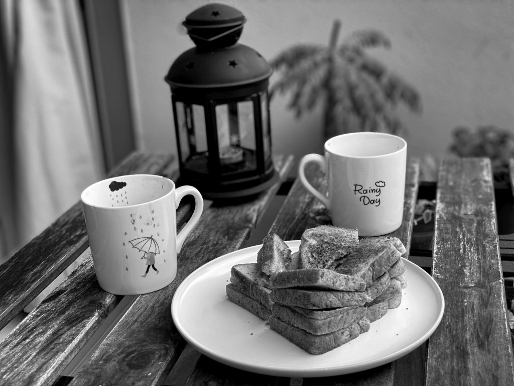 Breakfast in our balcony cafe